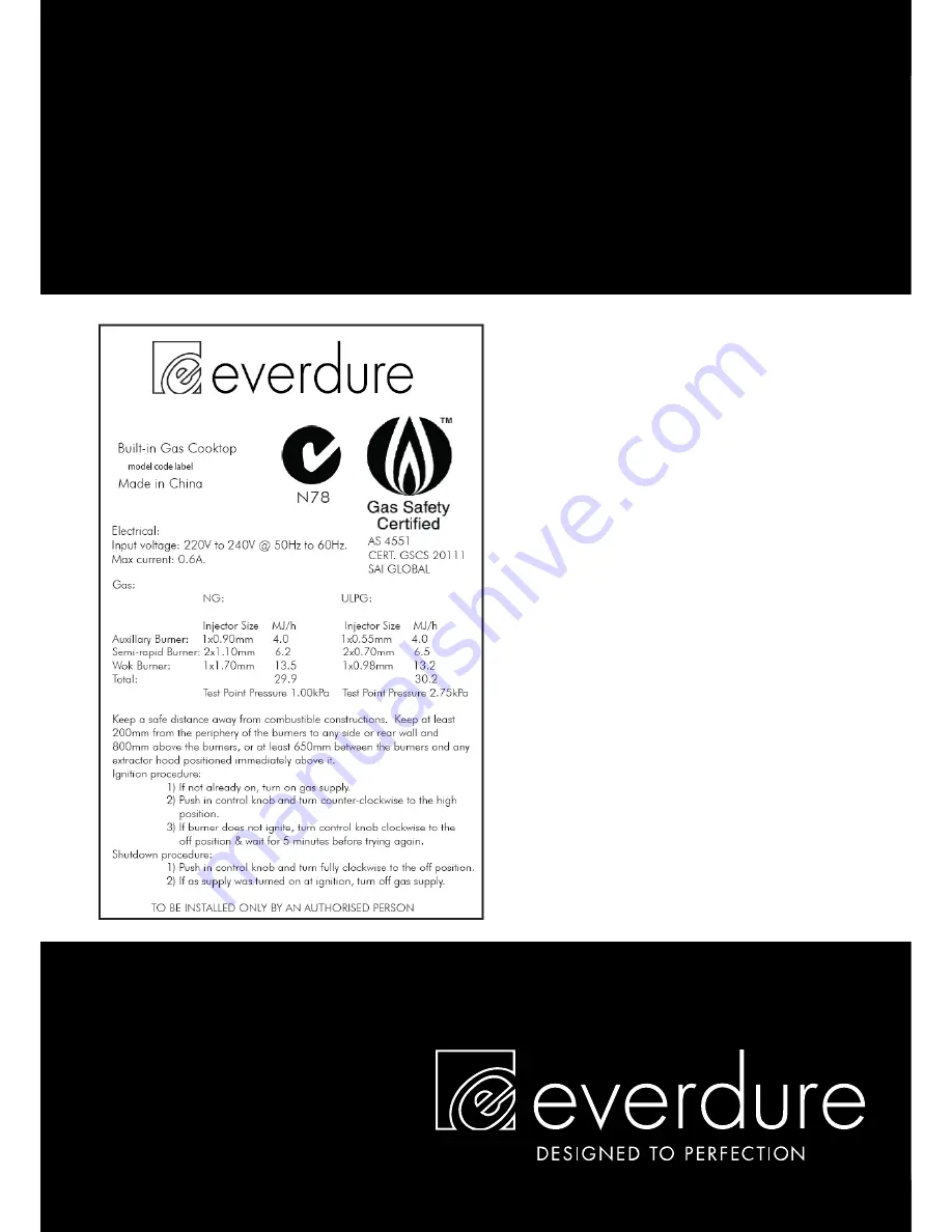 Everdure CBGS61 Installation, Operation & Maintenance Instructions Manual Download Page 12