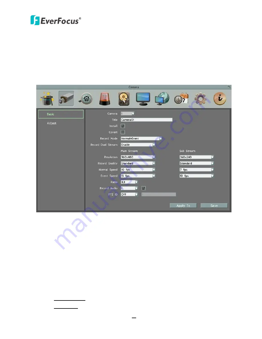 EverFocus ECOR960 16F2 User Manual Download Page 70