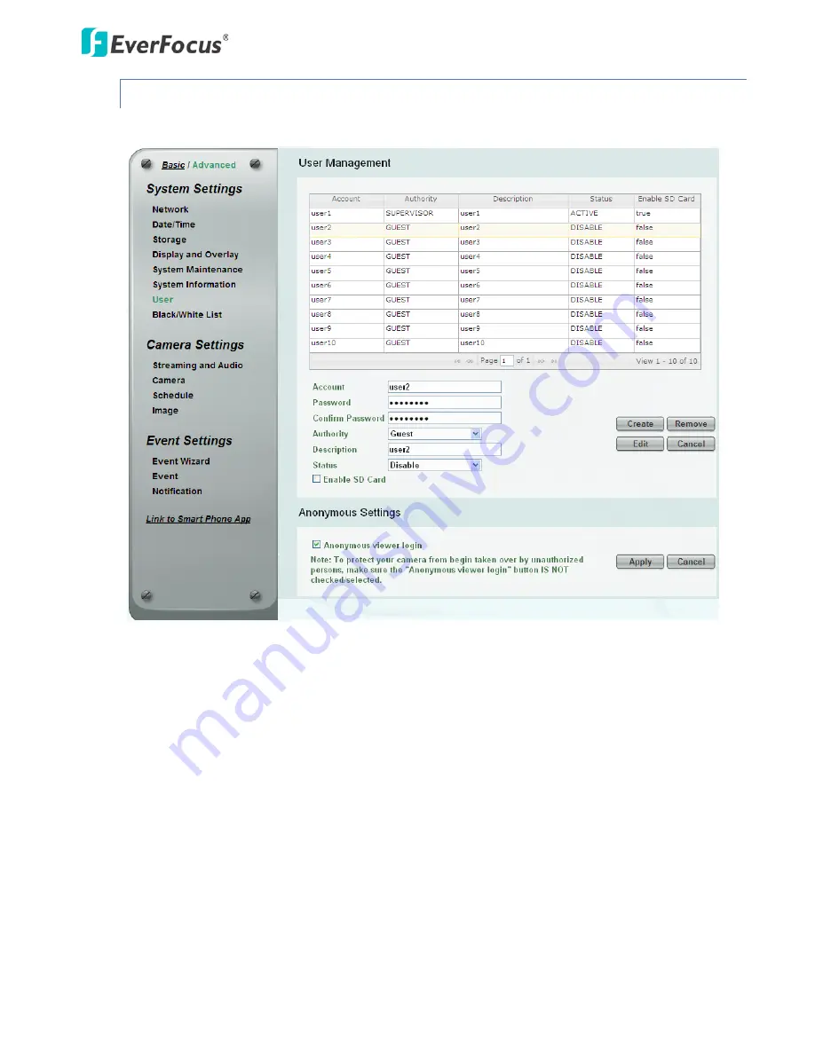 EverFocus EHN1120 Скачать руководство пользователя страница 45