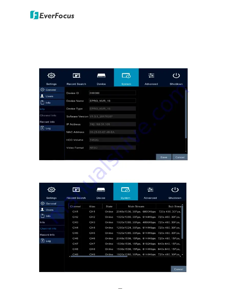 EverFocus EPRO NVR 16 Скачать руководство пользователя страница 74