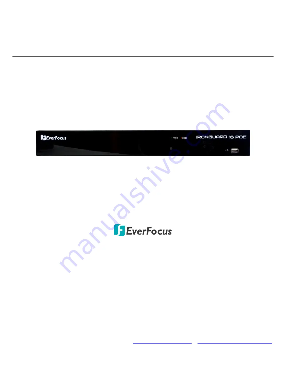 EverFocus IRONGUARD 16 POE Quick Installation Manual Download Page 1