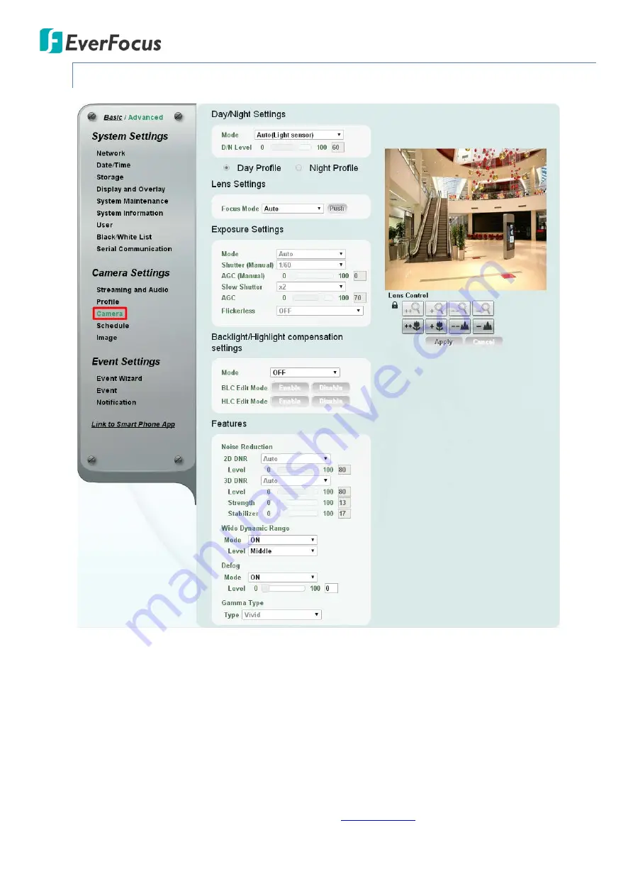 EverFocus Polestar EZN7221 User Manual Download Page 58