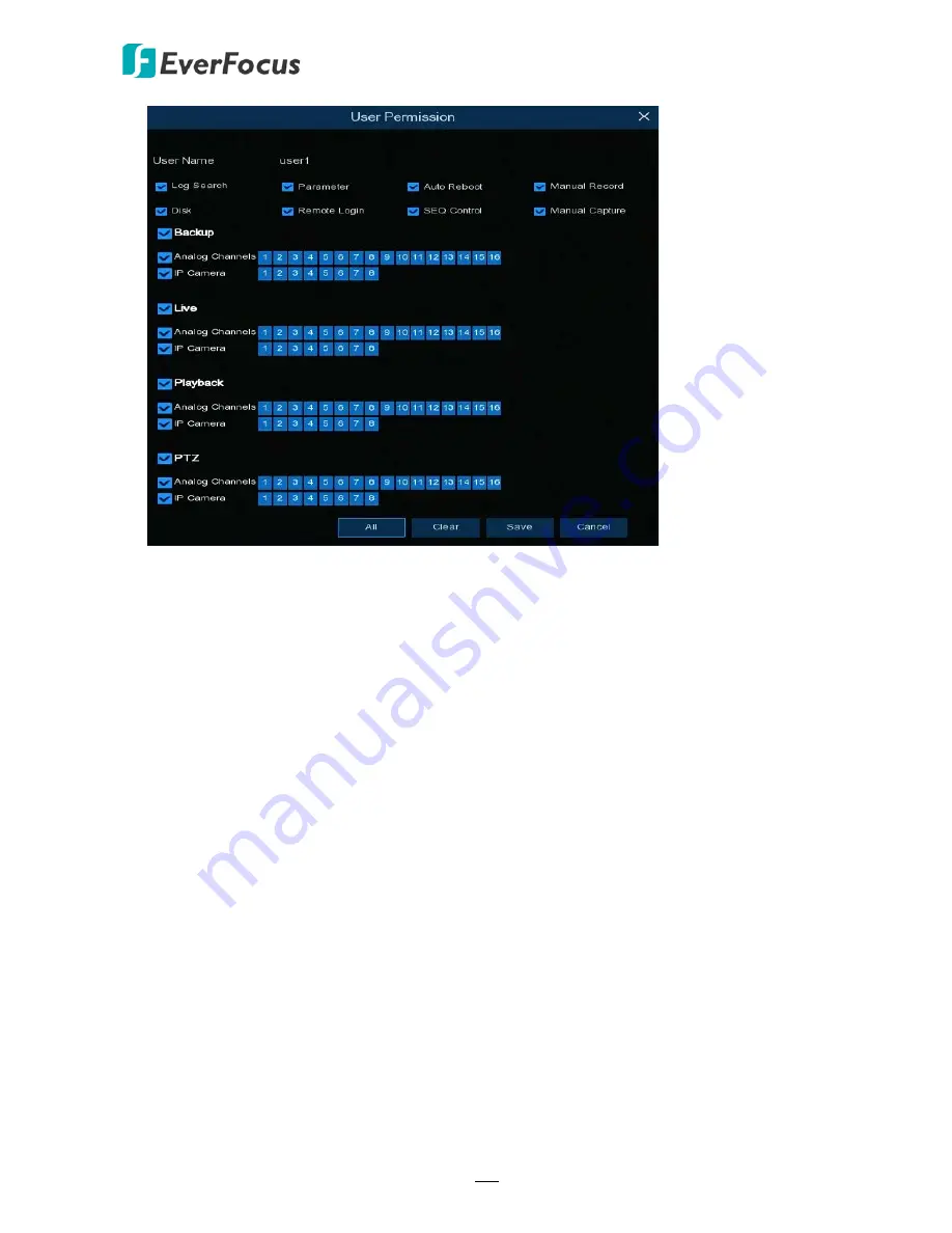 EverFocus VANGUARD 16x8H User Manual Download Page 136