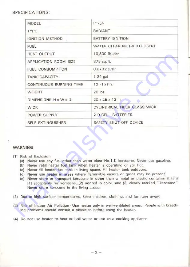 Everglow PT-E4 Instruction Manual Download Page 4