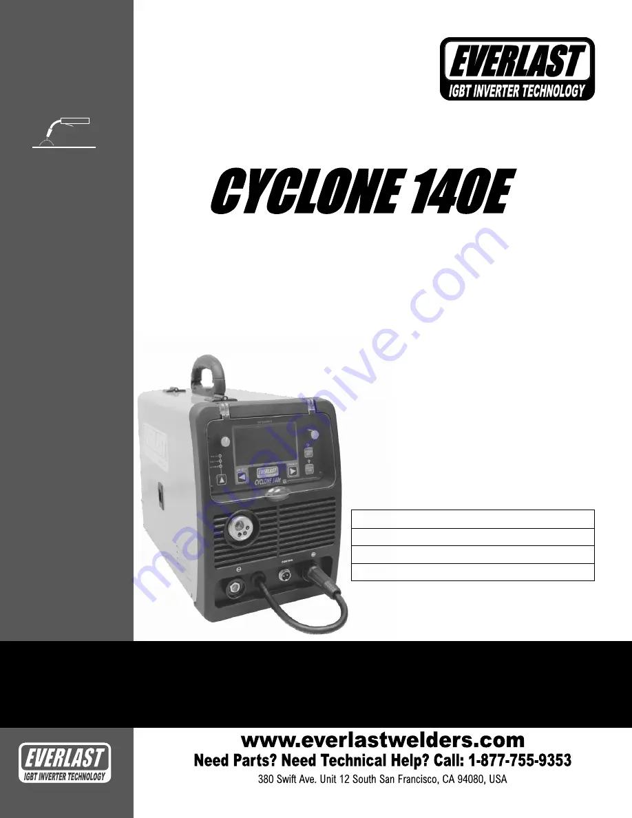 Everlast CYCLONE 140E Скачать руководство пользователя страница 1