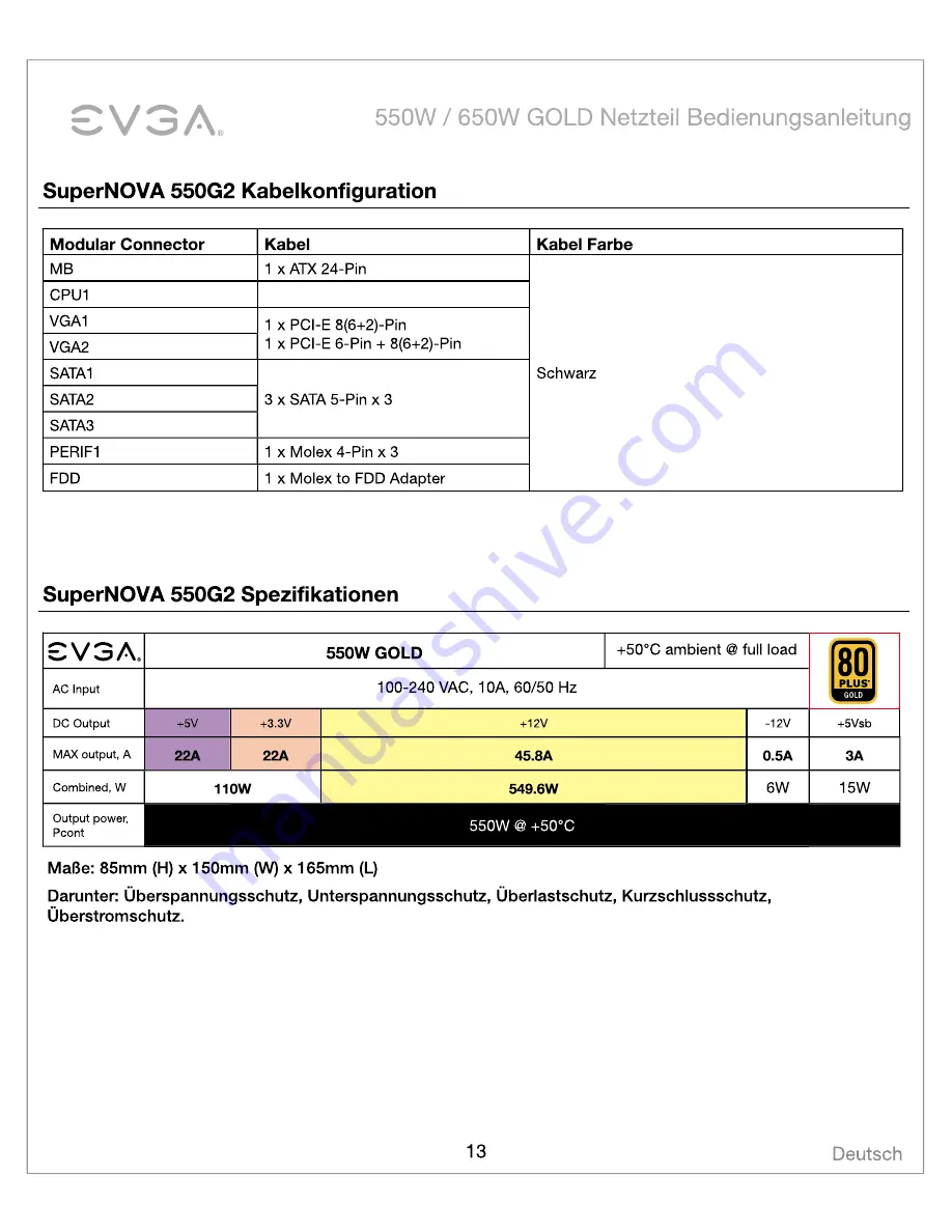 EVGA 550G2 User Manual Download Page 15