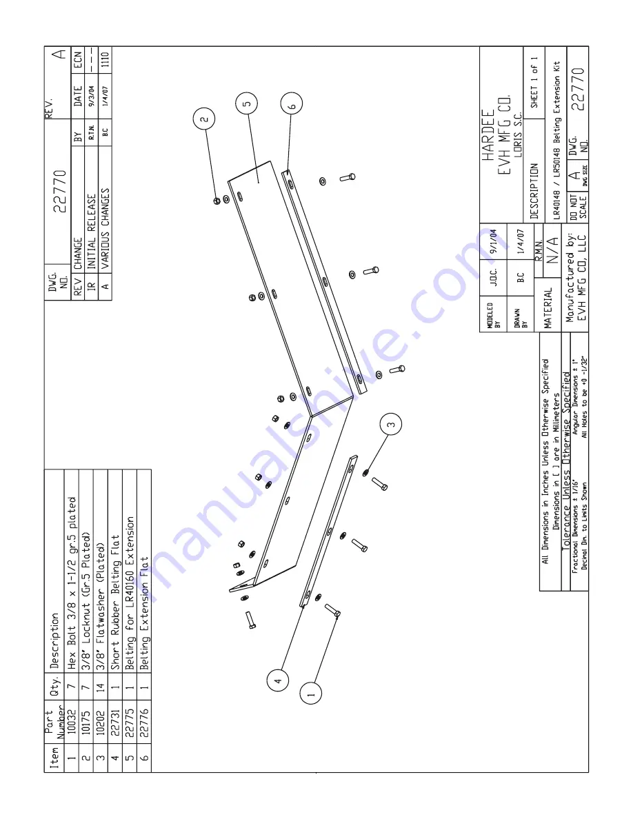 EVH MFG HARDEE LR50148 Operator And  Maintenance Manual Download Page 45