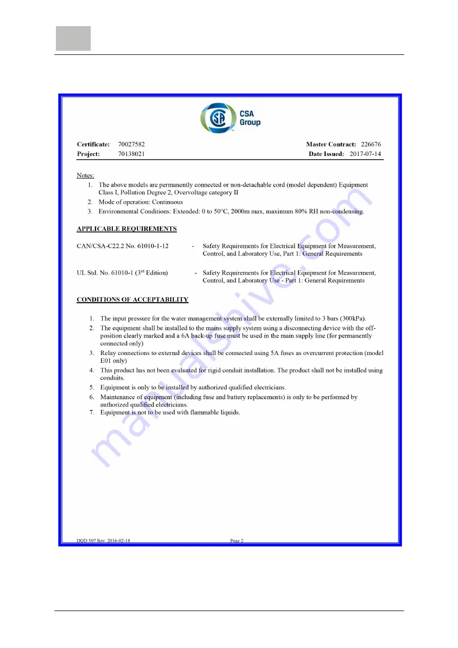 Evoqua WALLACE & TIERNAN DEPOLOX 400 M Operating Manual Download Page 144