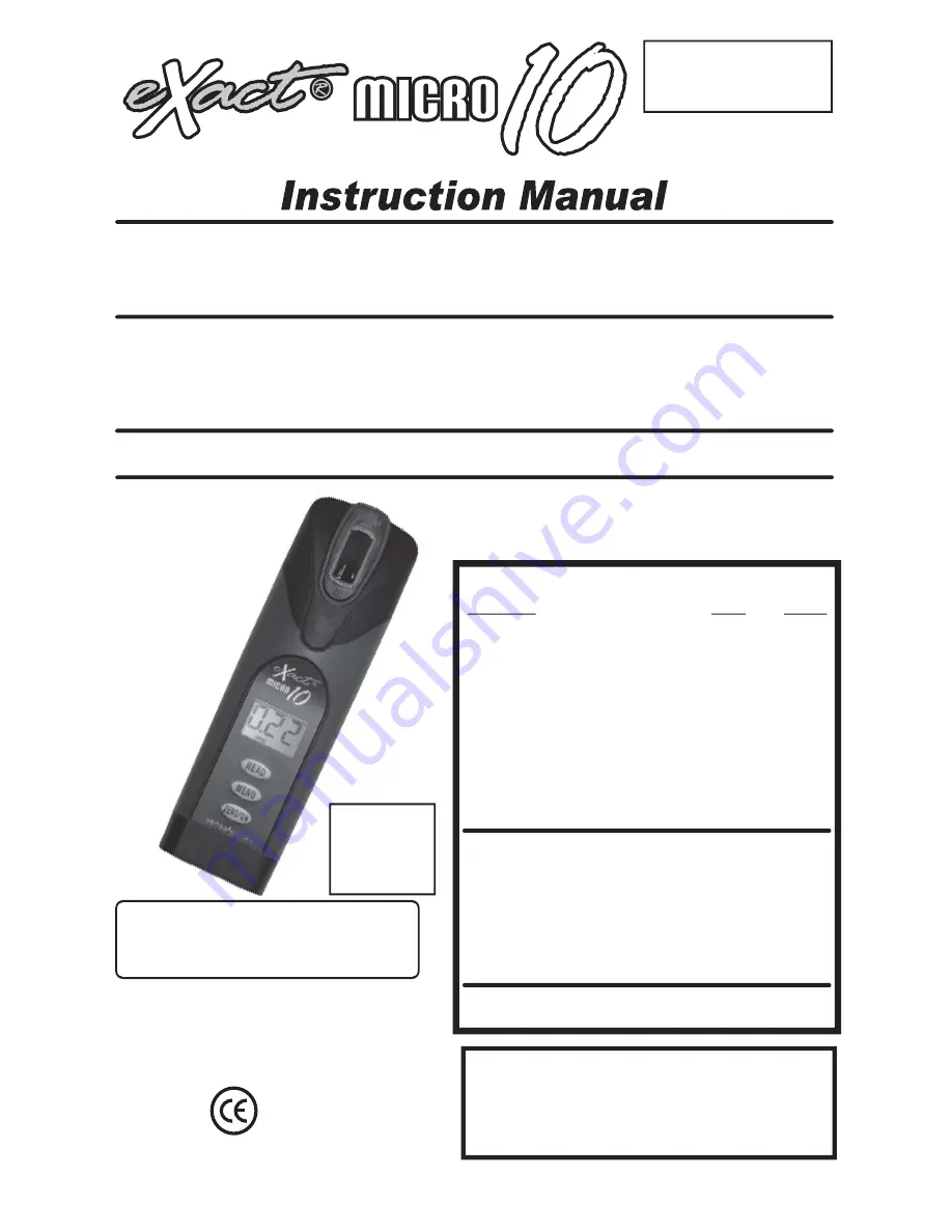 eXact Micro 10 Скачать руководство пользователя страница 1