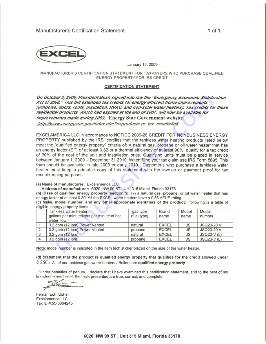 Excel JSQ20-20V Owner'S Manual Download Page 10