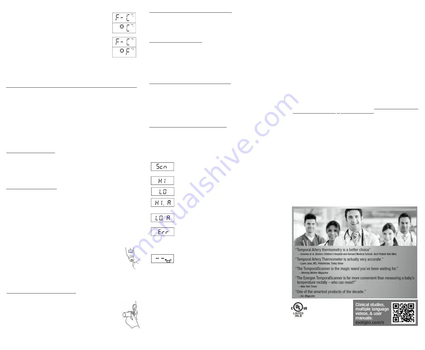 Exergen TAT-2000C/SmartGlow Instruction Manual Download Page 2