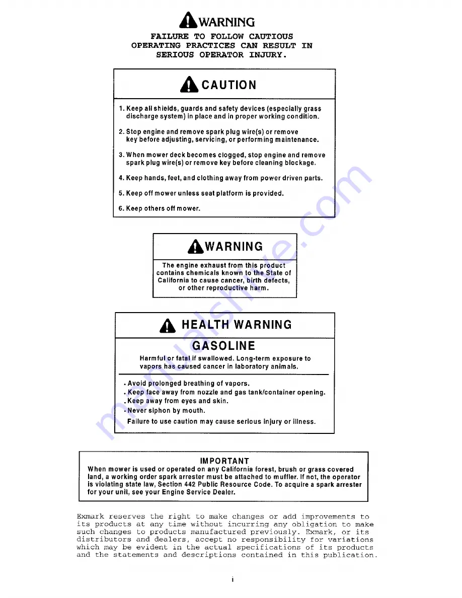 Exmark Lazer Z HP Operator'S Manual Download Page 2