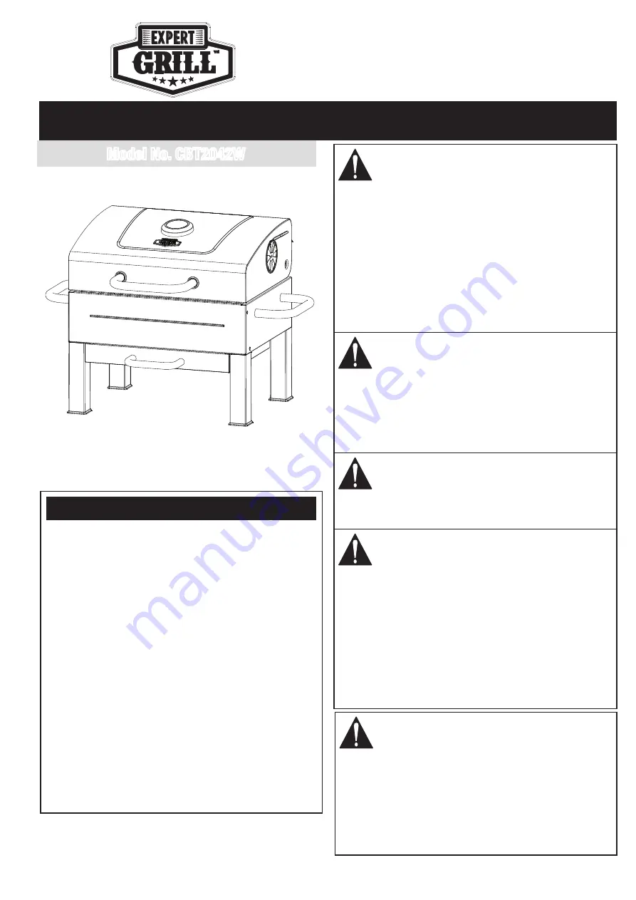 EXPERT GRILL CBT2042W Owner'S Manual Download Page 1