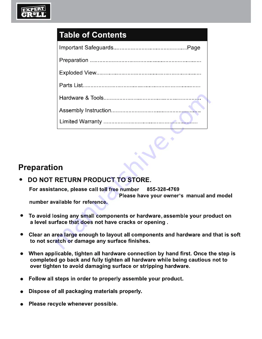 EXPERT GRILL XG17-096-034-15 Owner'S Manual Download Page 5