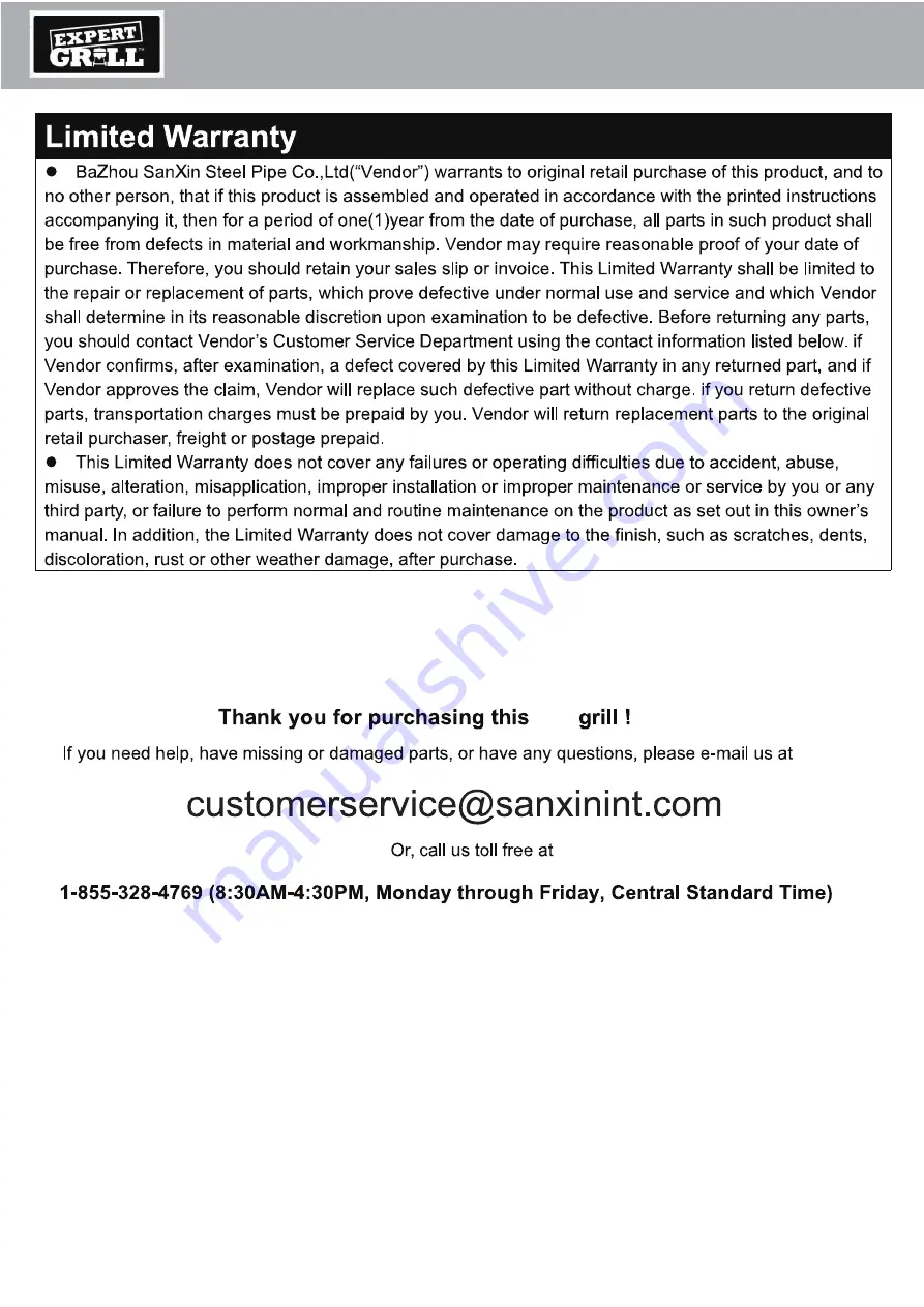 EXPERT GRILL XG17-096-034-17 Owner'S Manual Download Page 20