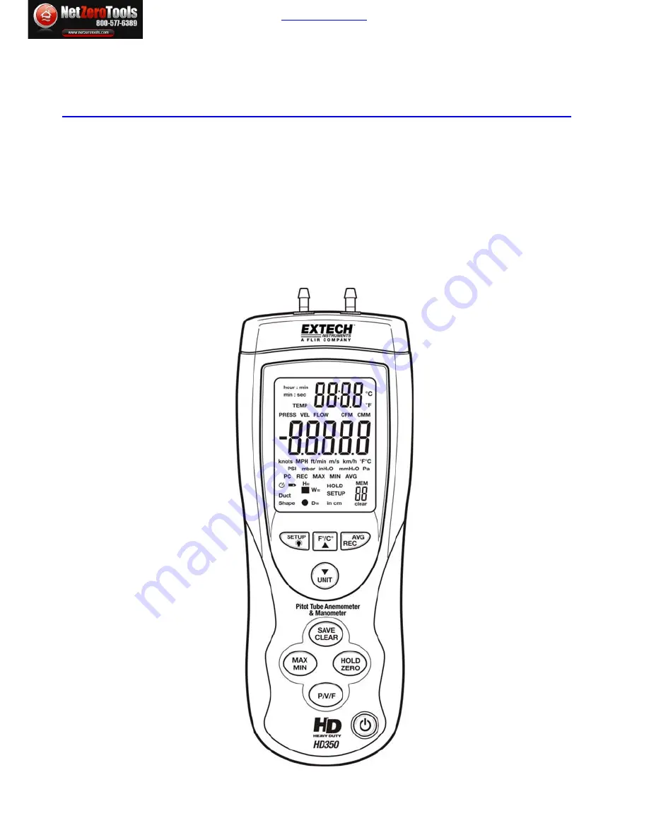 Extech Instruments HD350 Скачать руководство пользователя страница 1