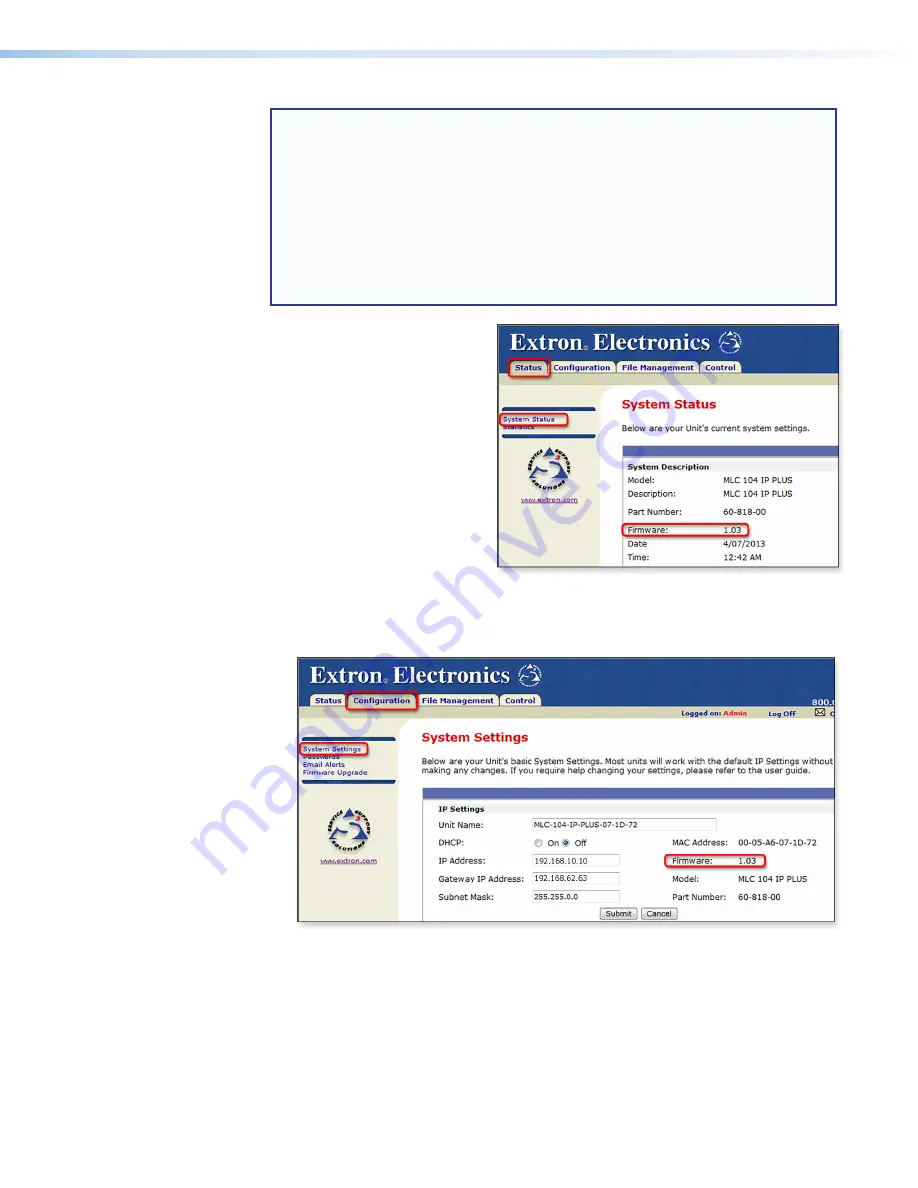 Extron electronics MLC 104 IP Plus Series User Manual Download Page 161