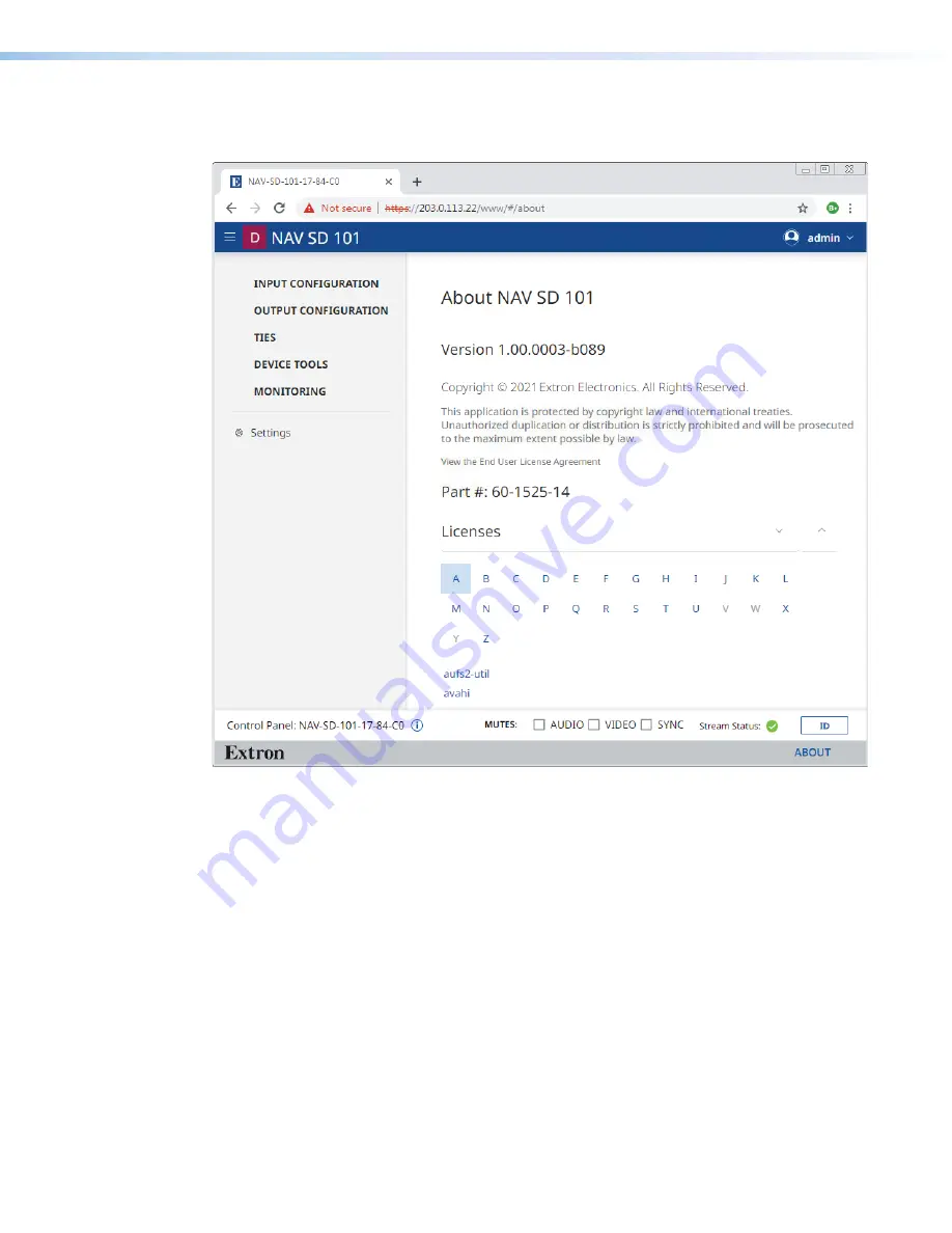 Extron electronics NAV SD 101 User Manual Download Page 66