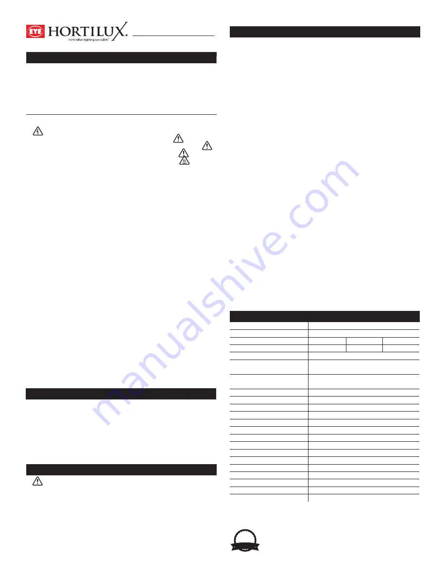 Eye Hortilux LED 700-ESib Скачать руководство пользователя страница 3