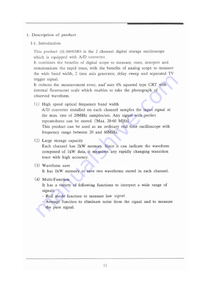 EZ Digital OS-3020D Operation Manual Download Page 11