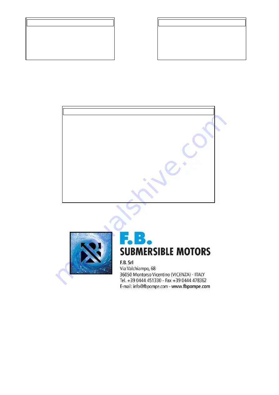 F.B. SUBMERSIBLE MOTORS FB10R Operating And Maintenance Manual Download Page 48