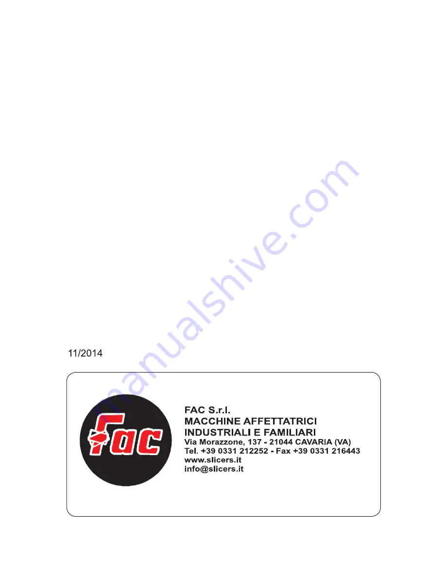 Fac F195 Use And Maintenance Manual Download Page 62