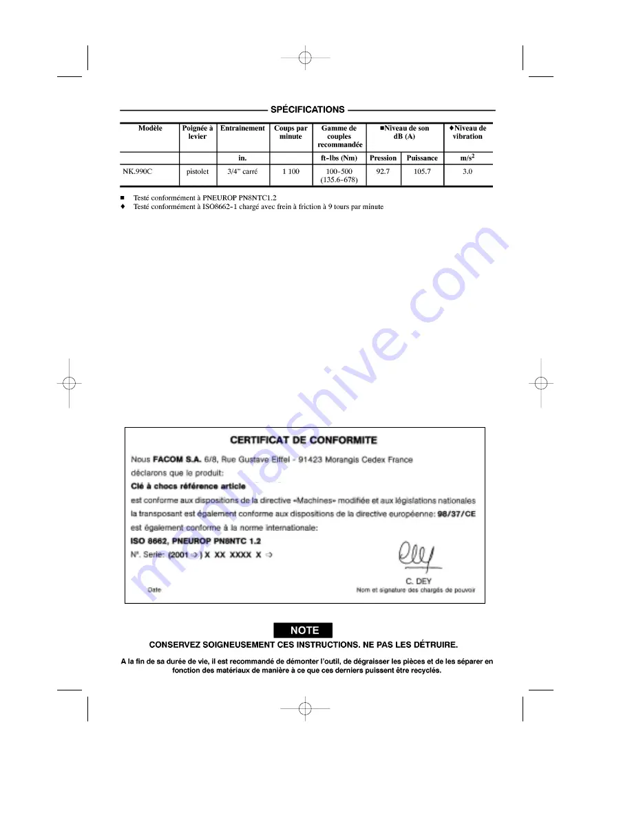 Facom NK.990C Instructions Manual Download Page 4