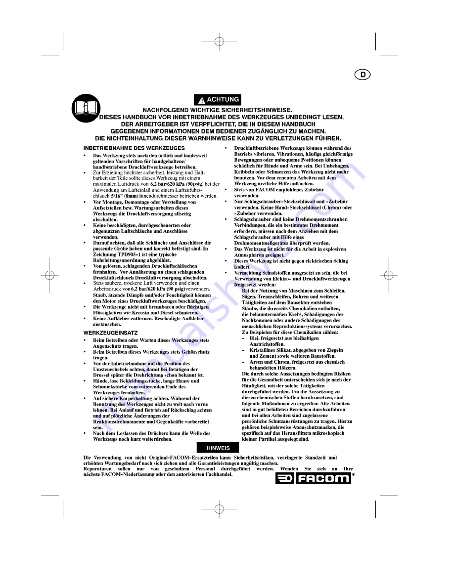 Facom NK.990C Instructions Manual Download Page 8