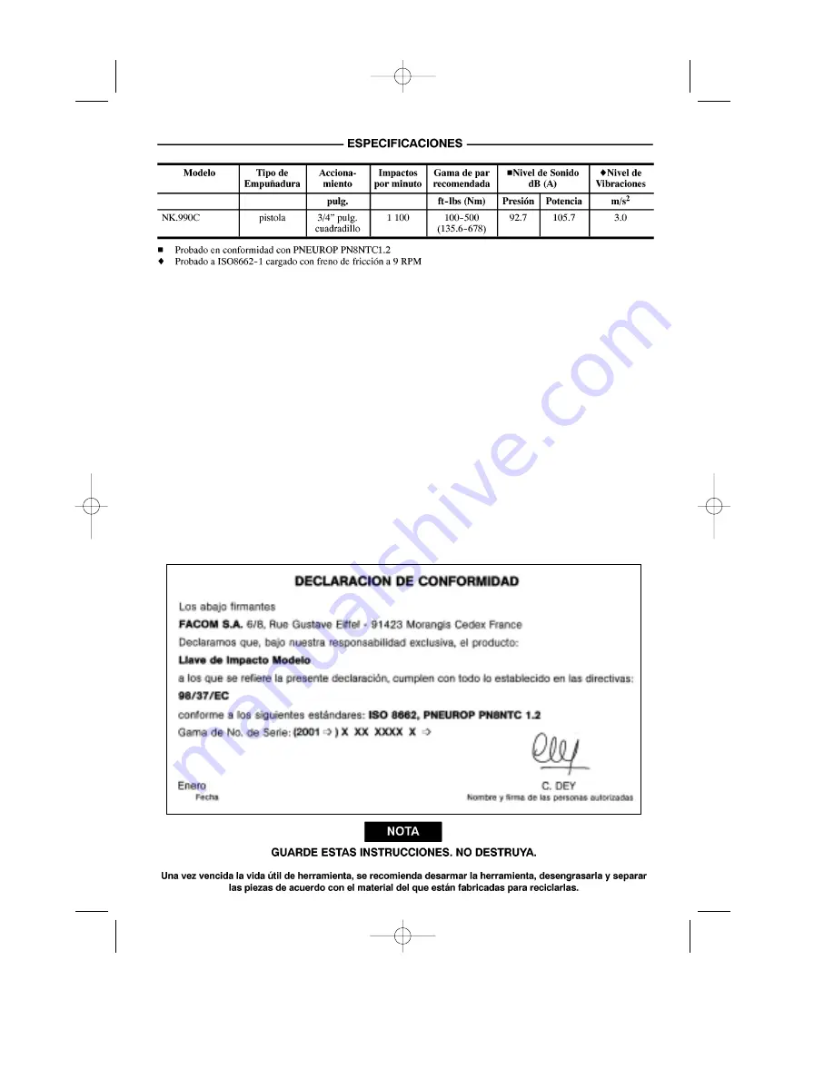 Facom NK.990C Instructions Manual Download Page 16