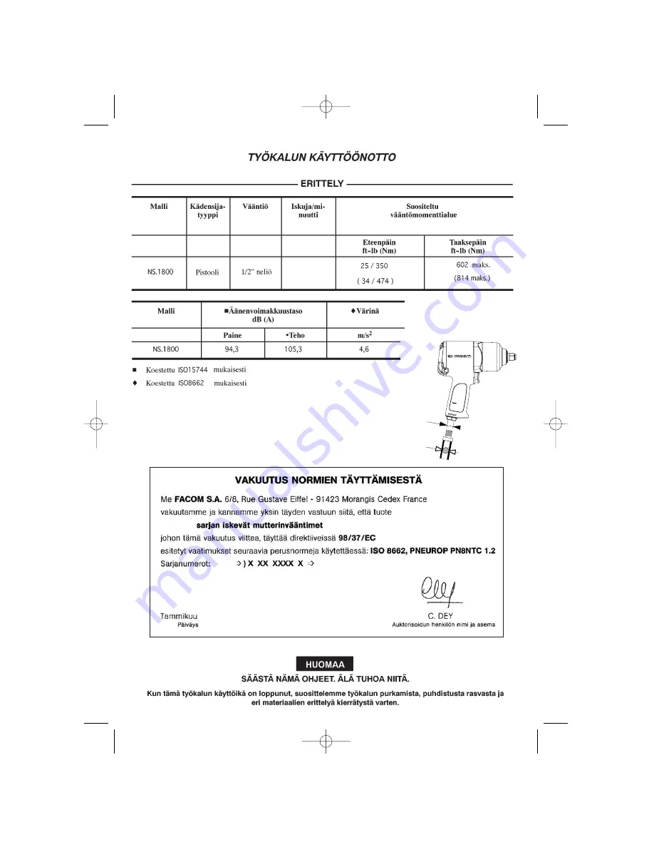 Facom NS.1800 Instructions Manual Download Page 61