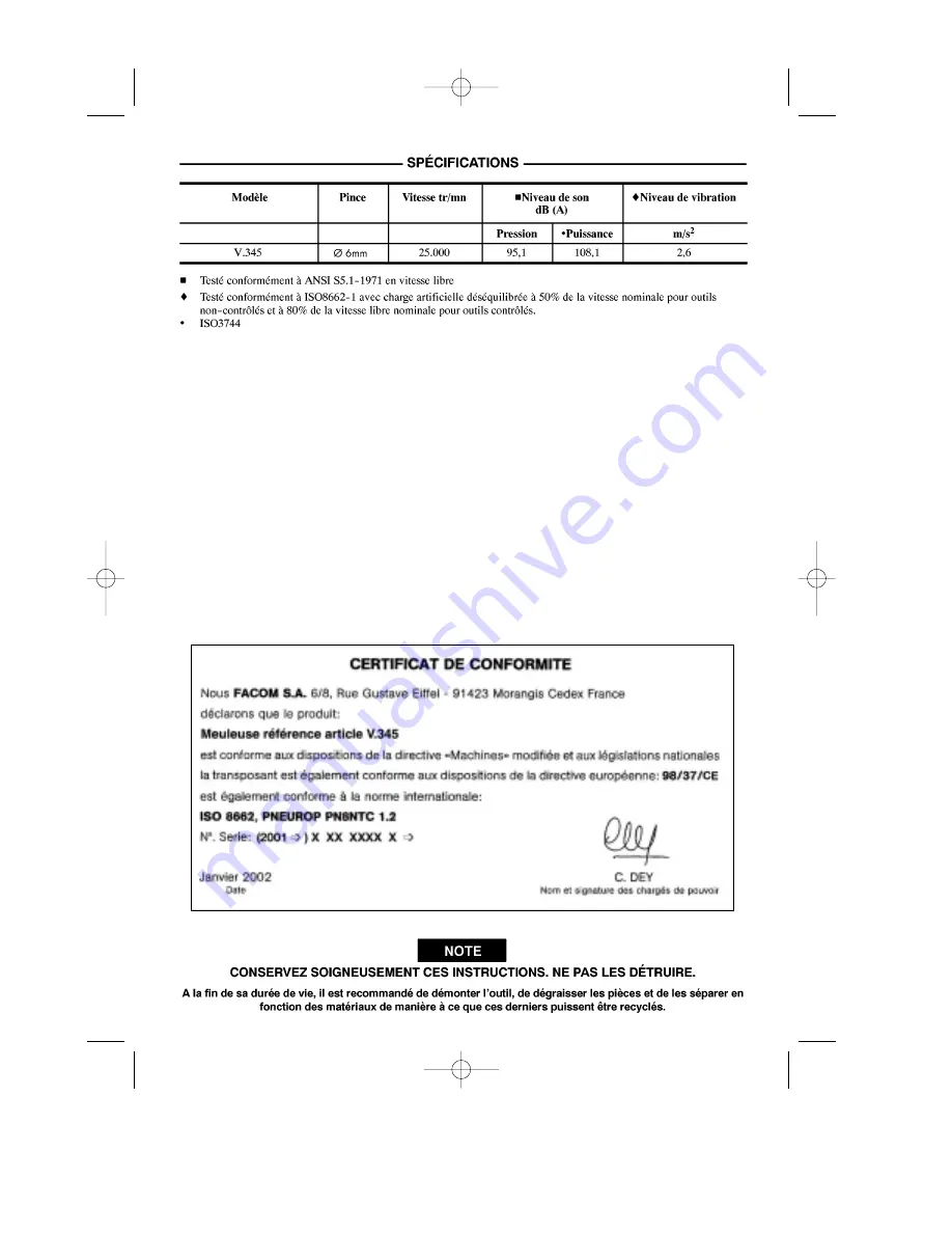 Facom V.345 Instructions Manual Download Page 4