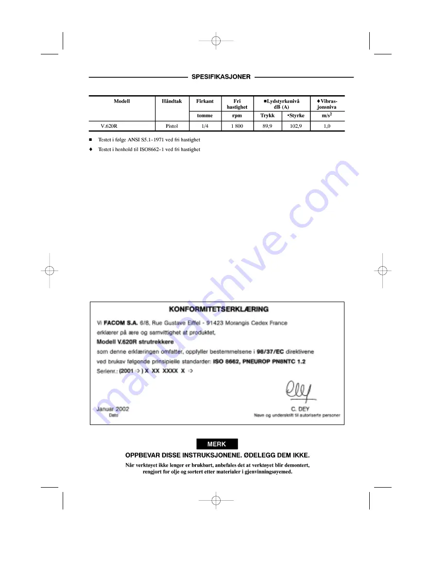 Facom V.620R Instructions Manual Download Page 31