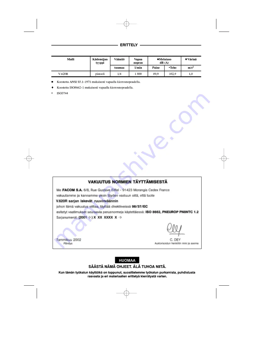 Facom V.620R Instructions Manual Download Page 34