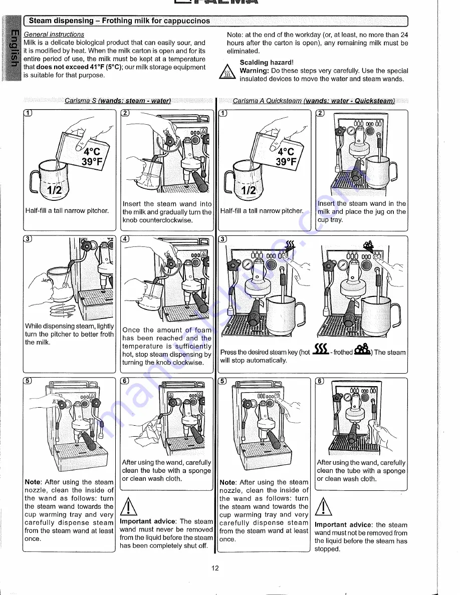 Faema Carisma Use And Installation Download Page 12