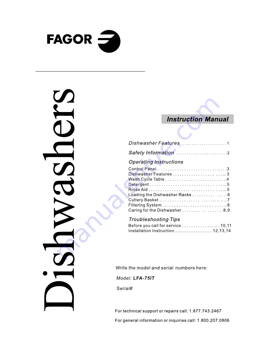 Fagor WC-46 DZ Instruction Manual Download Page 1