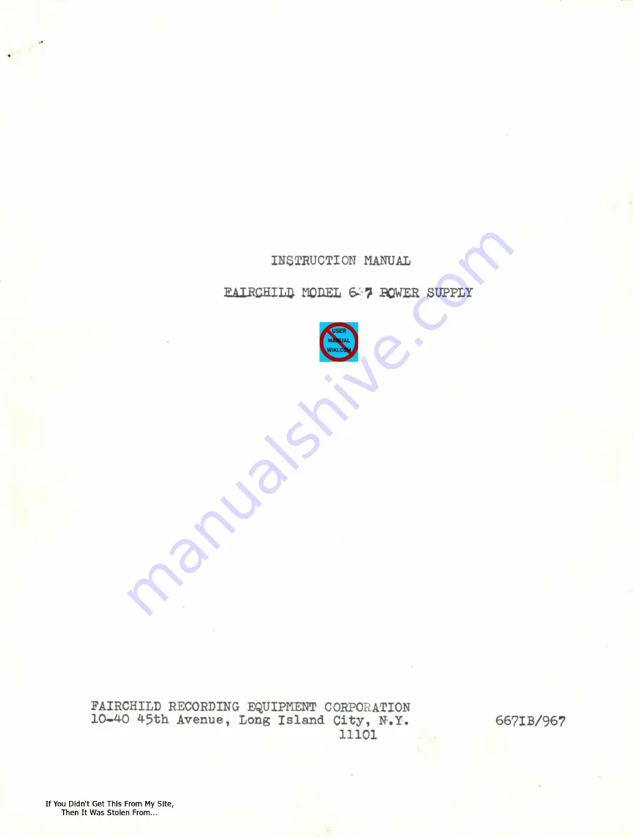 Fairchild 667 Instruction Manual Download Page 1