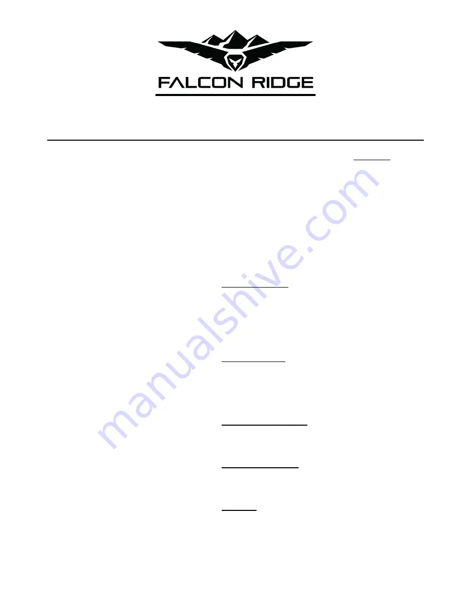 FALCON RIDGE HO-P10005-FC05 Instructions For Installation And Care Download Page 1