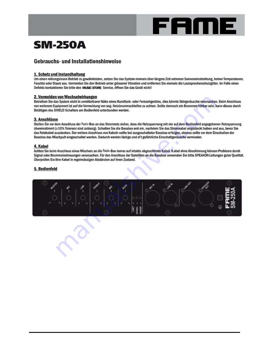 FAME SM-250A User Manual Download Page 3