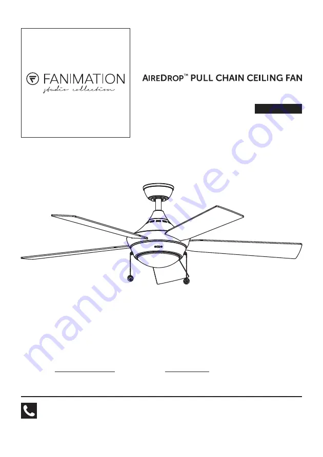 Fanimation AireDrop LP7654LBL Manual Download Page 1