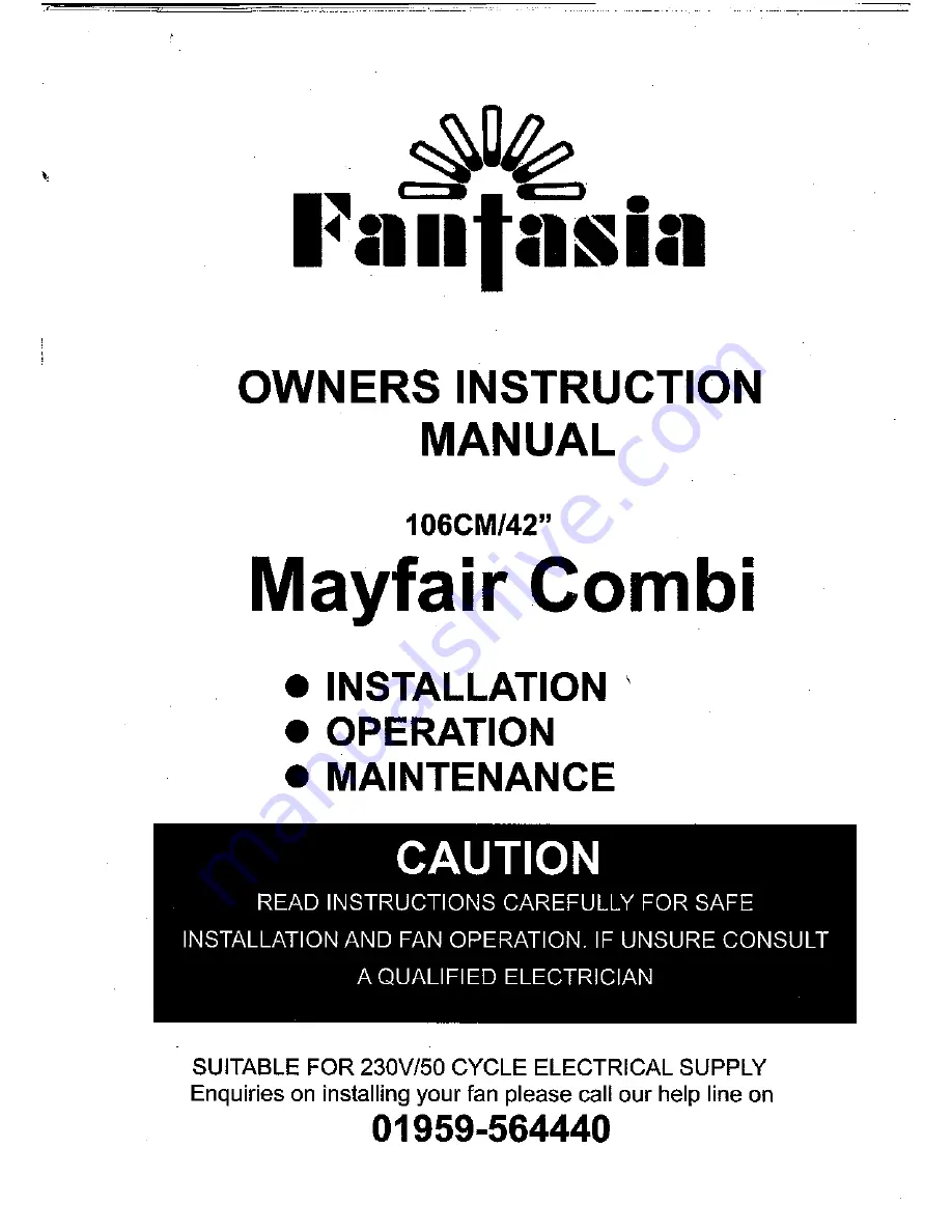 Fantasia Mayfair Combi Скачать руководство пользователя страница 1