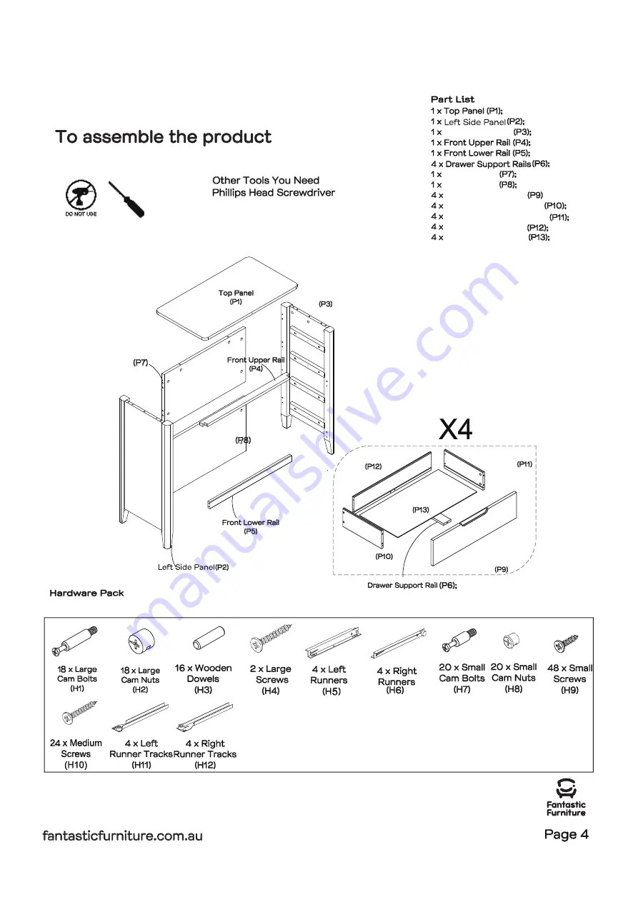 fantastic furniture Arcadia Lowboy Скачать руководство пользователя страница 4