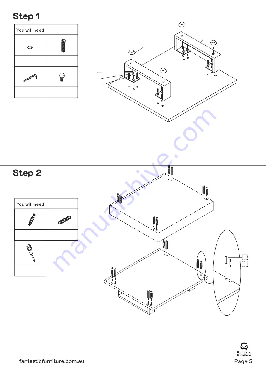 fantastic furniture Bridge Bedside 1 Drawer Manual Download Page 5