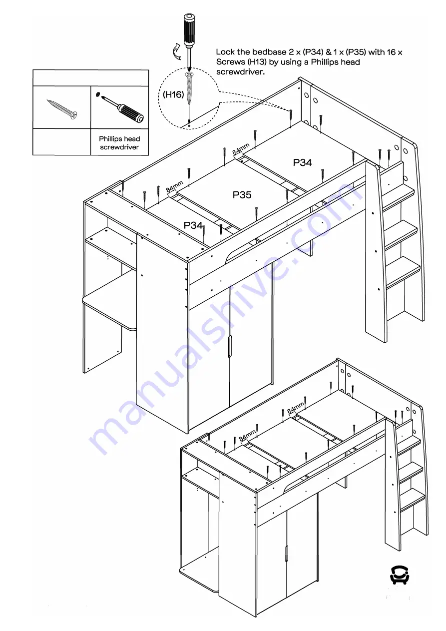 fantastic furniture Cabin King Single Loft Bed Скачать руководство пользователя страница 27