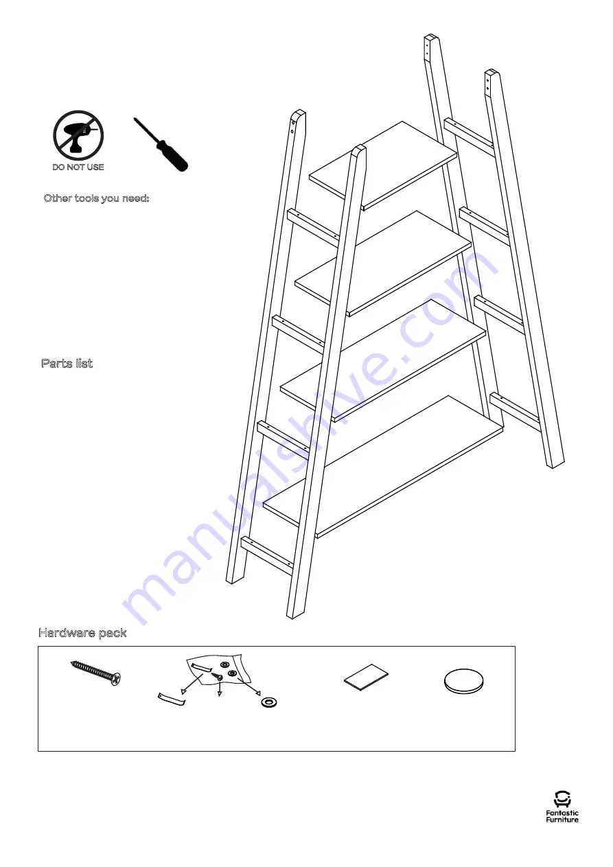 fantastic furniture Lean Bookcase A Frame 4 Shelf Manual Download Page 4