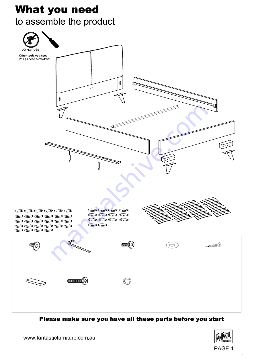 fantastic furniture Melody Queen Bed Manual Download Page 4