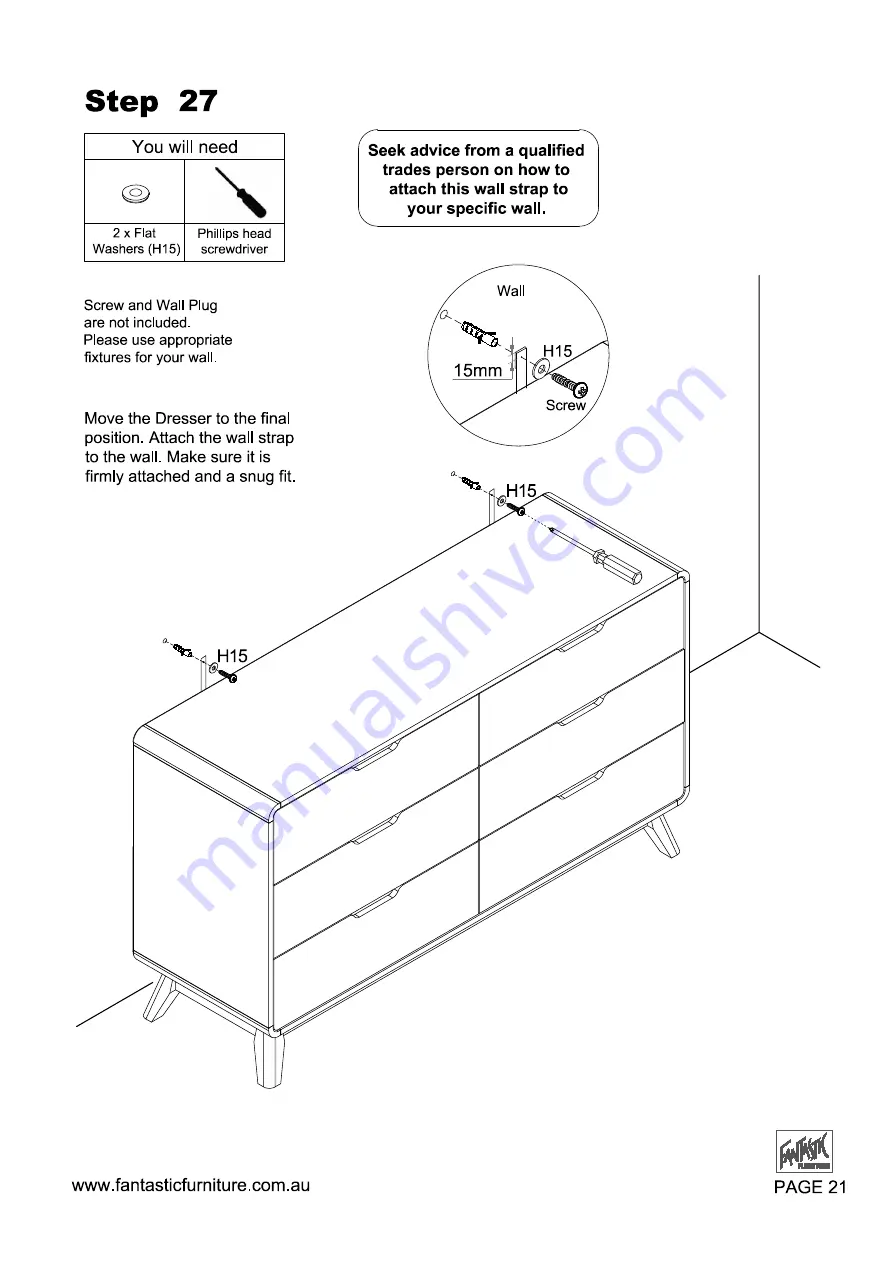 fantastic furniture NIVA Dresser Manual Download Page 21