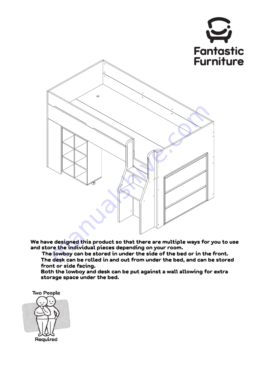 fantastic furniture Nova Mid Sleeper Desk Lowboy White Скачать руководство пользователя страница 1