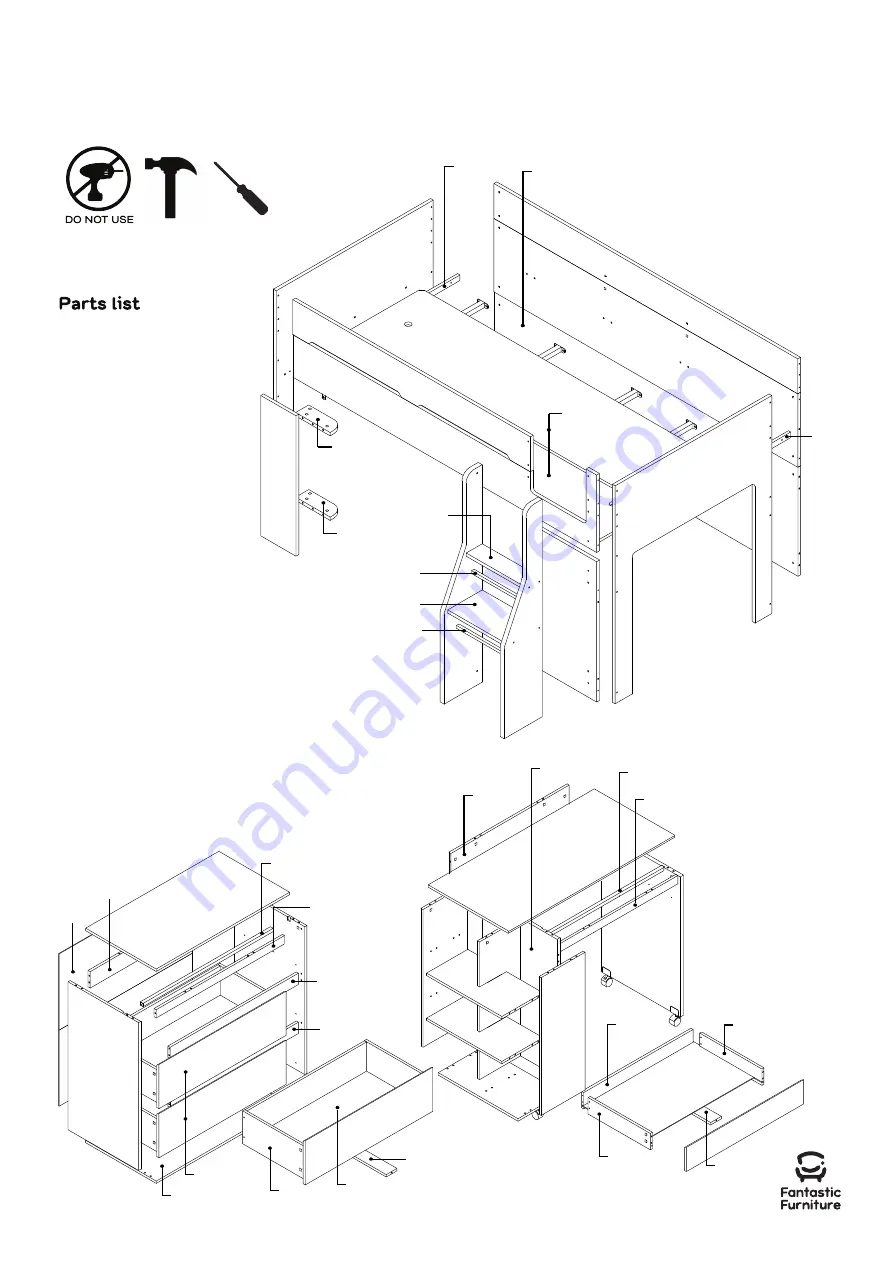 fantastic furniture Nova Mid Sleeper Desk Lowboy White Скачать руководство пользователя страница 4