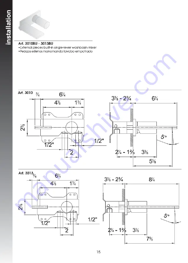 Fantini Rubinetti milano 3003U Скачать руководство пользователя страница 15