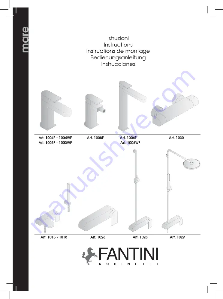 Fantini Mare 1004F Instructions Manual Download Page 1